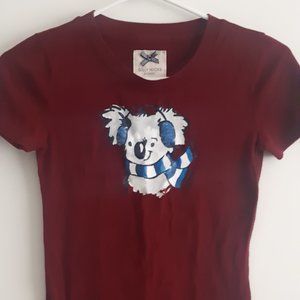 Gilly Hicks Red Koala Bear T-Shirt with Sequined Earmuffs